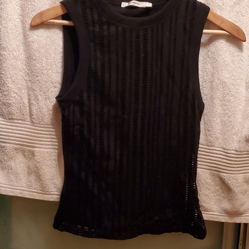 T By Alexander Wang Black Sz Small Sleeveless Perforated Top